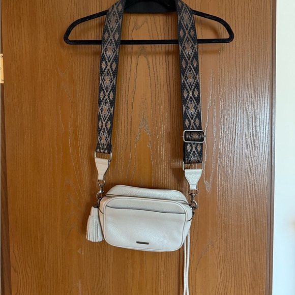 Grey Crossbody Bag with Patterned Strap - Picture 1 of 6